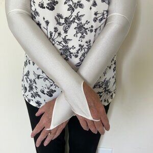NWT Ivory Satin Fingerless Full Arm Formal Gloves